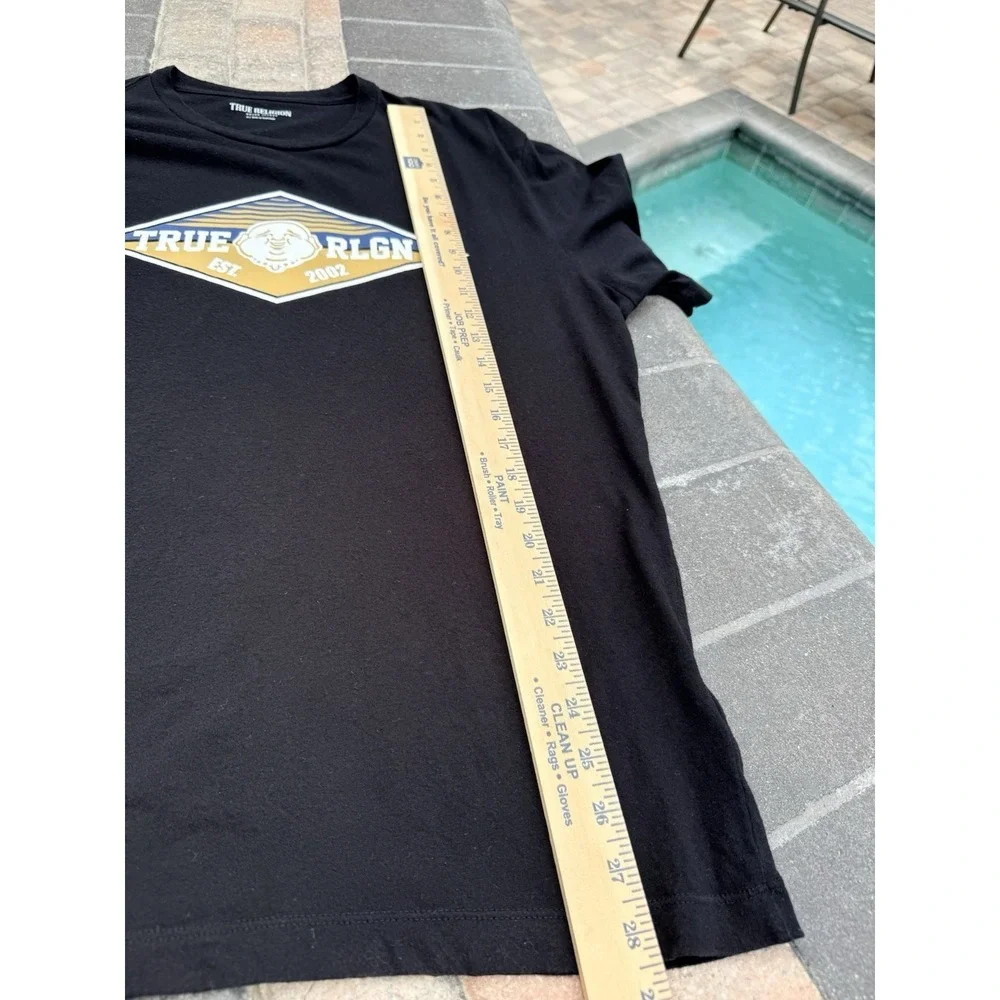 True Religion Men's Short Sleeve Crew Neck Black Logo Graphic T-shirt Size XL